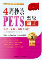 4周秒杀PETS五级词汇（分类·分频·多样式巧记）（第三版）在线阅读