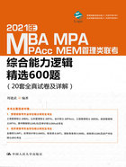 2021年MBA/MPA/MPAcc/MEM管理类联考综合能力逻辑精选600题（20套全真试卷及详解）在线阅读