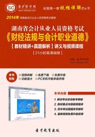 湖南省会计从业人员资格考试《财经法规与会计职业道德》【教材精讲＋真题解析】讲义与视频课程【21小时高清视频】在线阅读