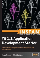 INSTANT Yii 1.1 Application Development Starter在線閱讀