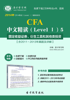 2014年CFA中文精读（LevelⅠ）5固定收益证券、衍生工具和其他类投资【含2011～2013年真题及详解】在线阅读