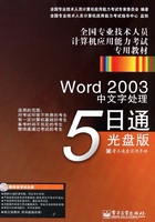 Word 2003中文字处理5日通在线阅读