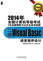 2014年全国计算机等级考试3年真题精解与过关全真训练题：二级Visual Basic语言程序设计在线阅读